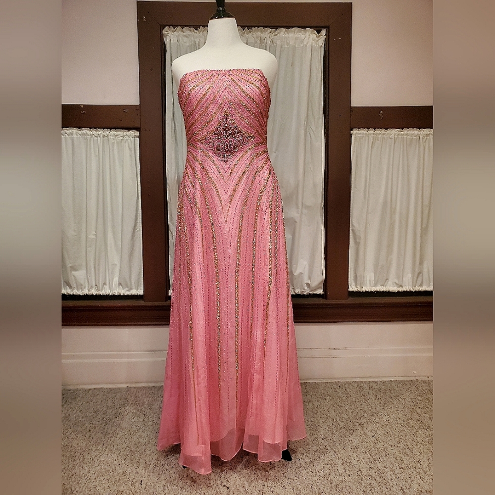 Size 18 Pink & Gold Beaded Gown